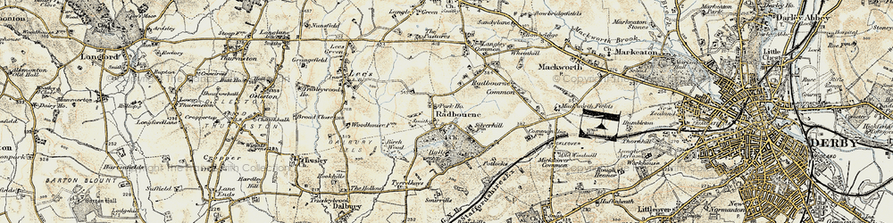 Old map of Radbourne in 1902