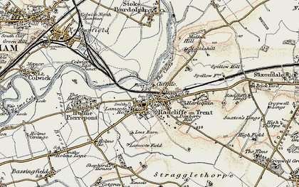 Old map of Radcliffe on Trent in 1902-1903