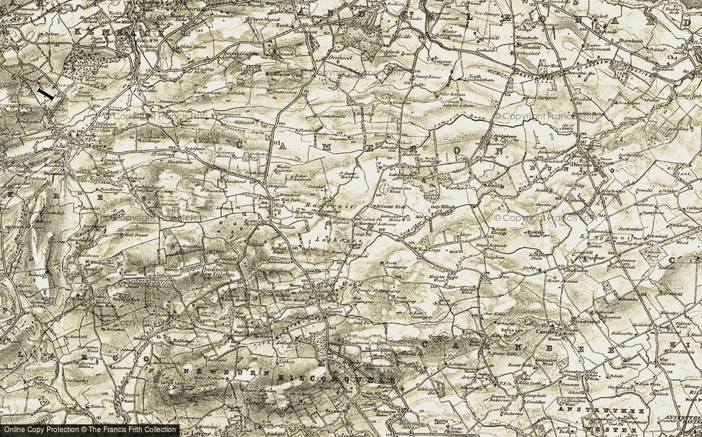 Old Map of Historic Map covering Brewsterwells in 1906-1908
