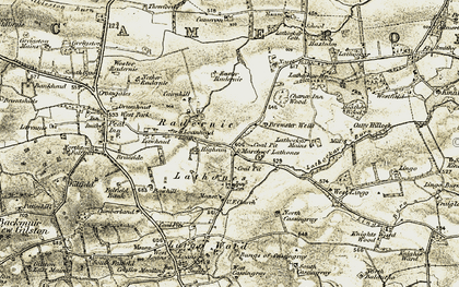 Old map of Lathockar Burn in 1906-1908