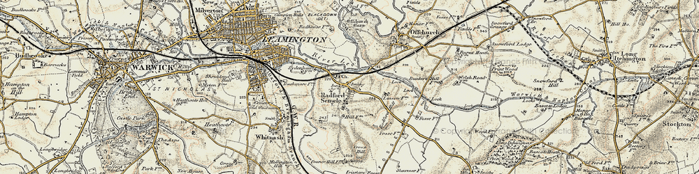 Old map of Radford Semele in 1898-1902