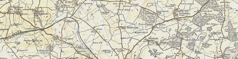 Old map of Radstone in 1898-1901