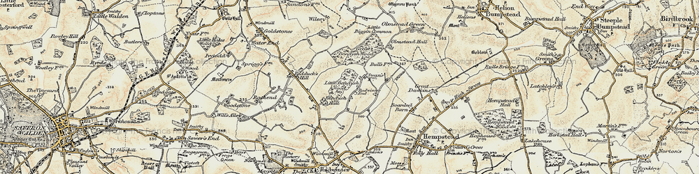 Old map of Radwinter End in 1898-1901