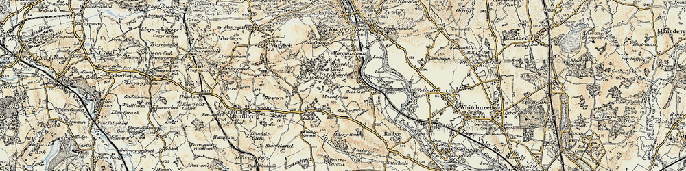 Old map of Radyr in 1899-1900