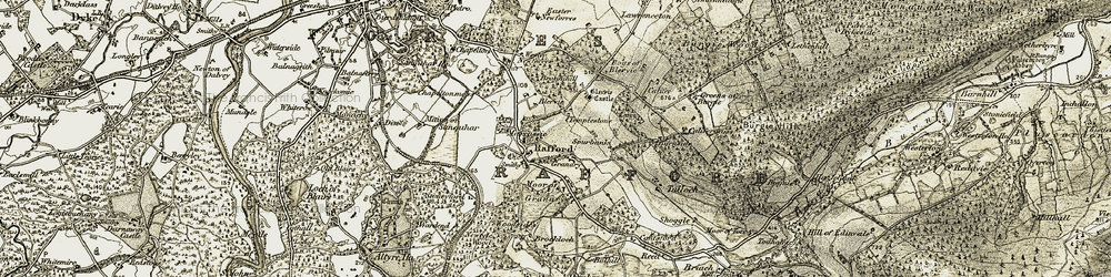 Old map of Wester Newforres in 1910-1911