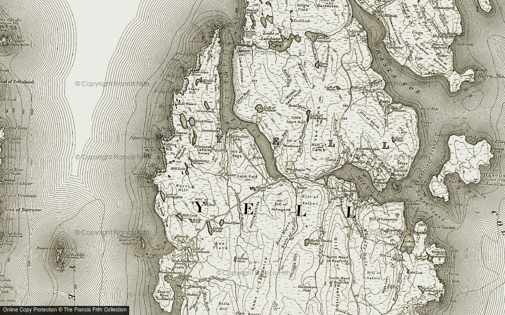 Old Map of Historic Map covering Brocken Burn in 1912