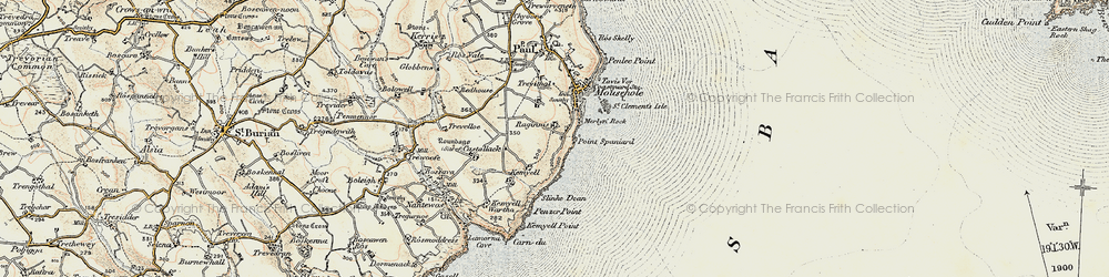 Old map of Zawn Organ in 1900
