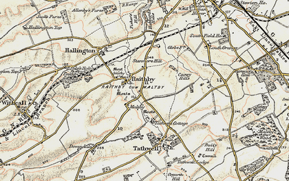 Old map of Raithby in 1902-1903