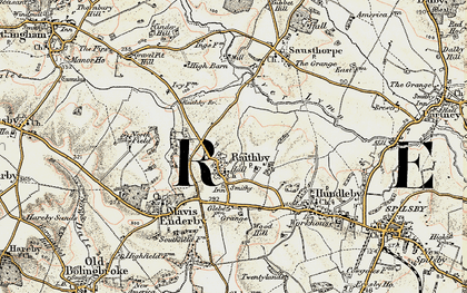 Old map of Raithby by Spilsby in 1902-1903