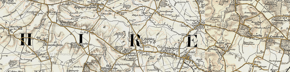 Old map of Raithby by Spilsby in 1902-1903