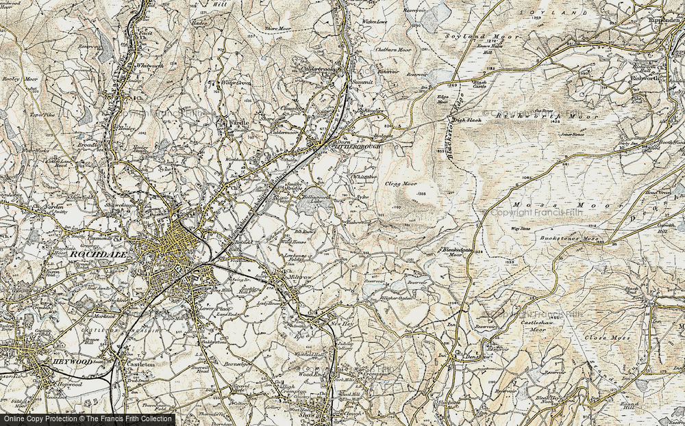 Old Map of Historic Map covering Whittaker in 1903