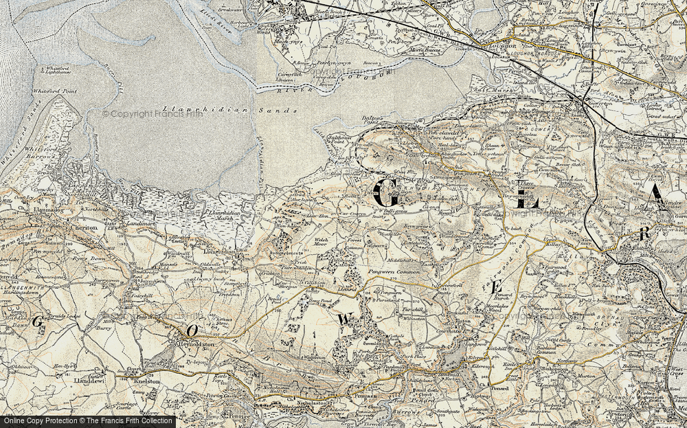 Old Map of Historic Map covering Welsh Moor in 1900-1901