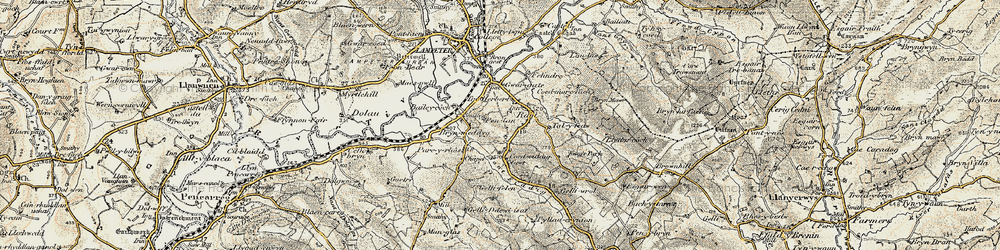 Old map of Cefn-bryn in 1901-1902
