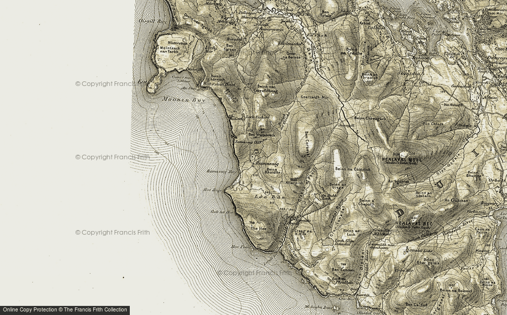 Old Map of Historic Map covering Bràigh na Cloiche in 1908-1911