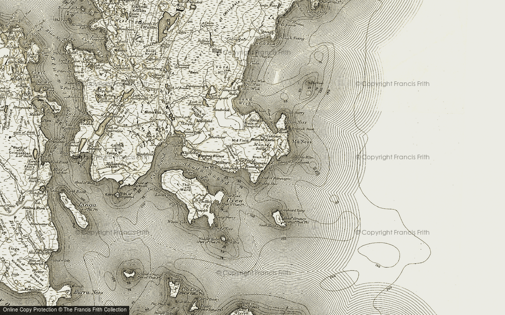 Old Map of Historic Map covering Bakka Skeo in 1912