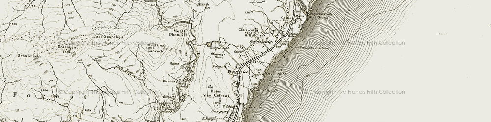 Old map of Borgue Loch in 1911-1912