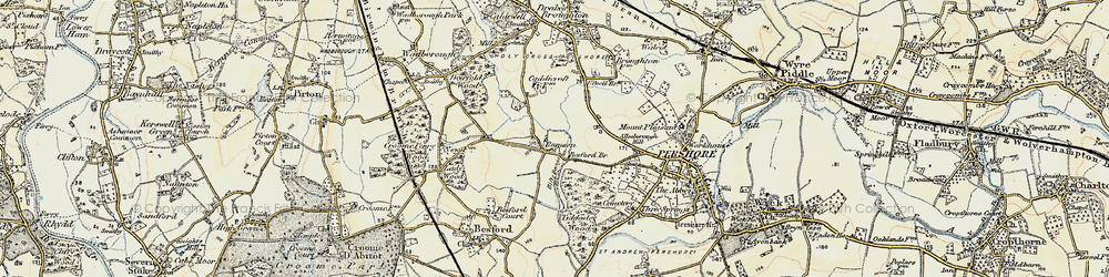 Old map of Besford Bridge in 1899-1901