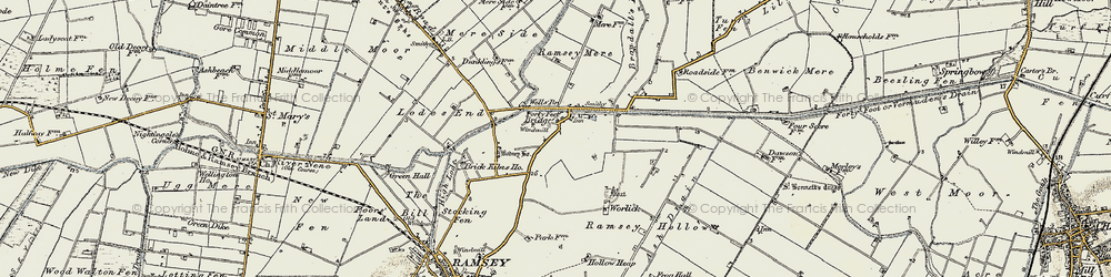 Old map of Ramsey Forty Foot in 1901