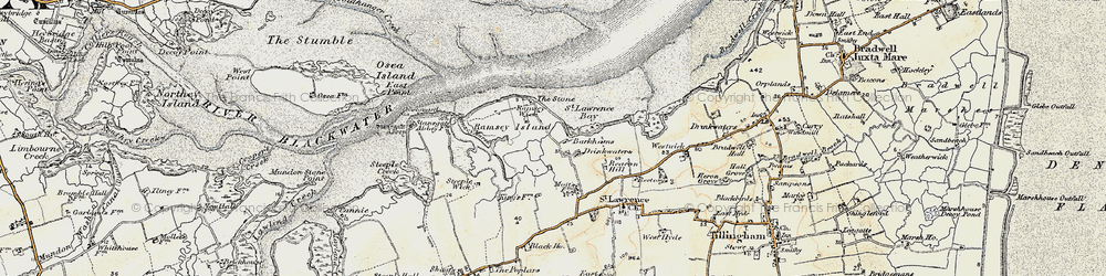 Old map of Ramsey Island in 1898
