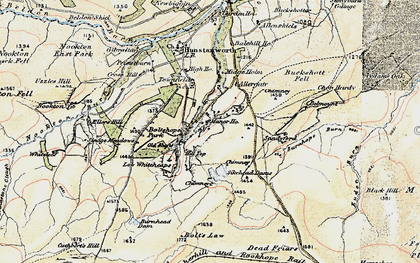 Old map of Burnhope Dam in 1901-1904