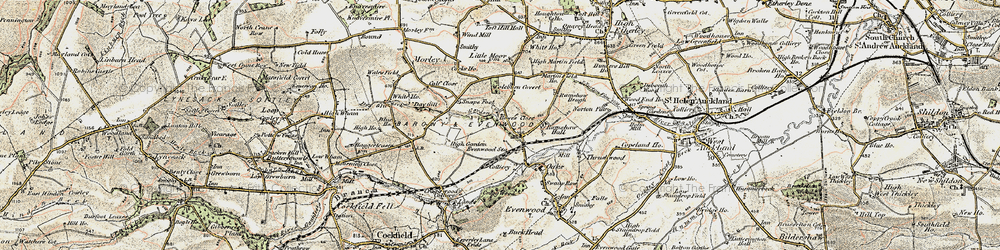 Old map of Ramshaw in 1903-1904