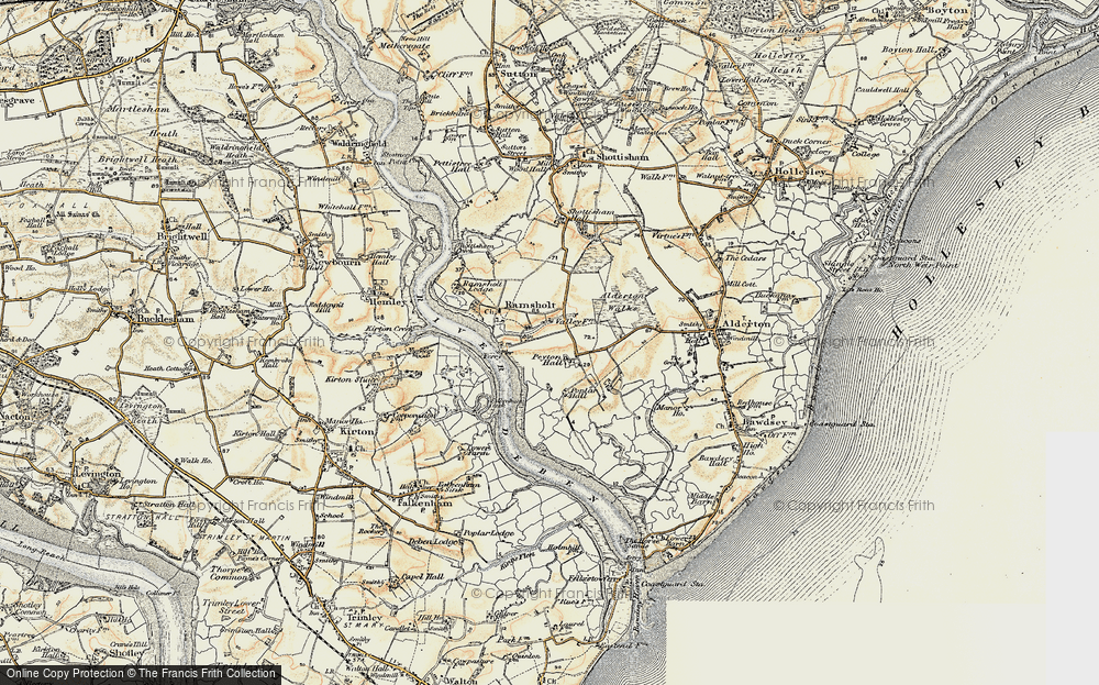 Old Map of Historic Map covering Alderton Walks in 1898-1901