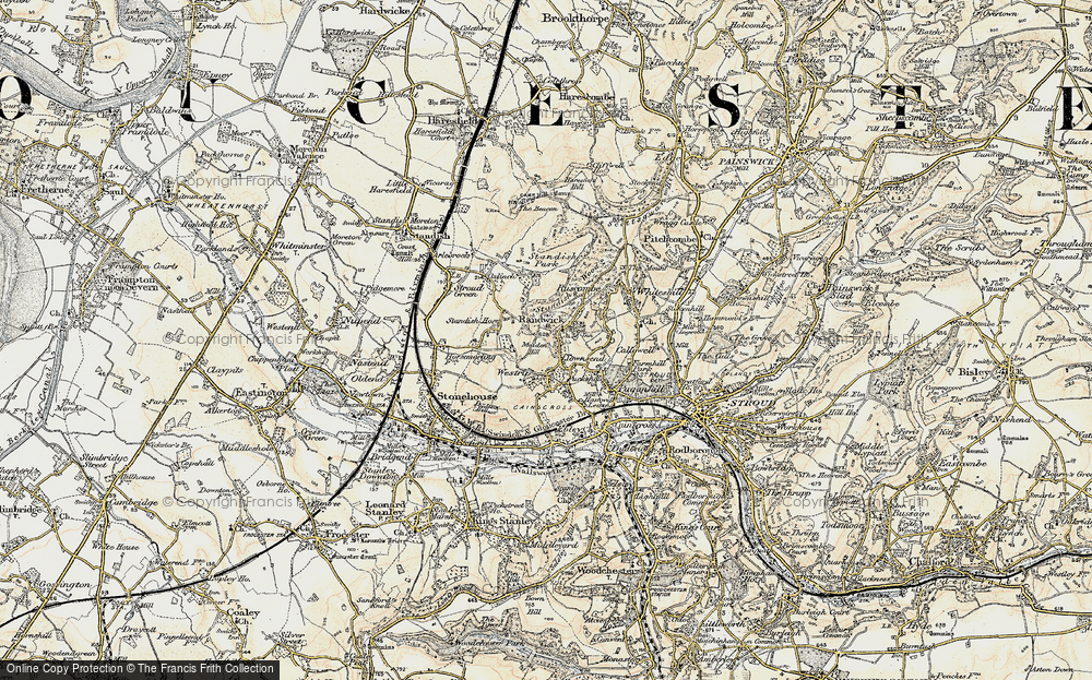 Old Map of Historic Map covering Oxlynch in 1898-1900