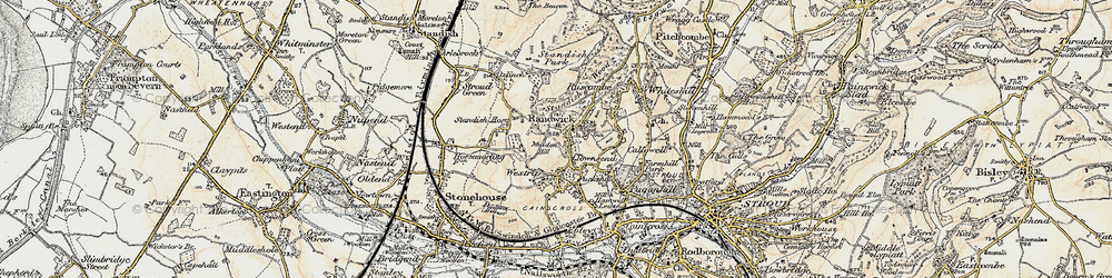 Old map of Oxlynch in 1898-1900
