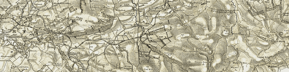 Old map of Shield Burn in 1904-1906