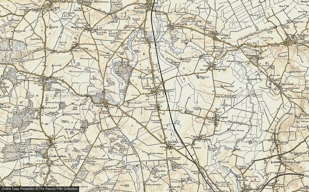 Old Map of Historic Map covering Scrooby Top in 1903