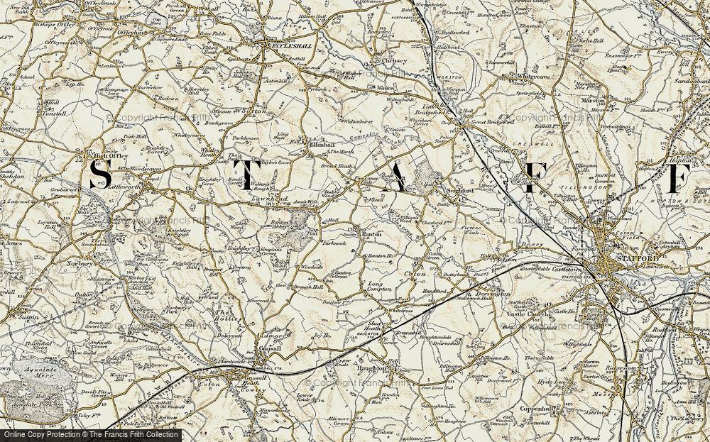 Old Map of Ranton, 1902 in 1902