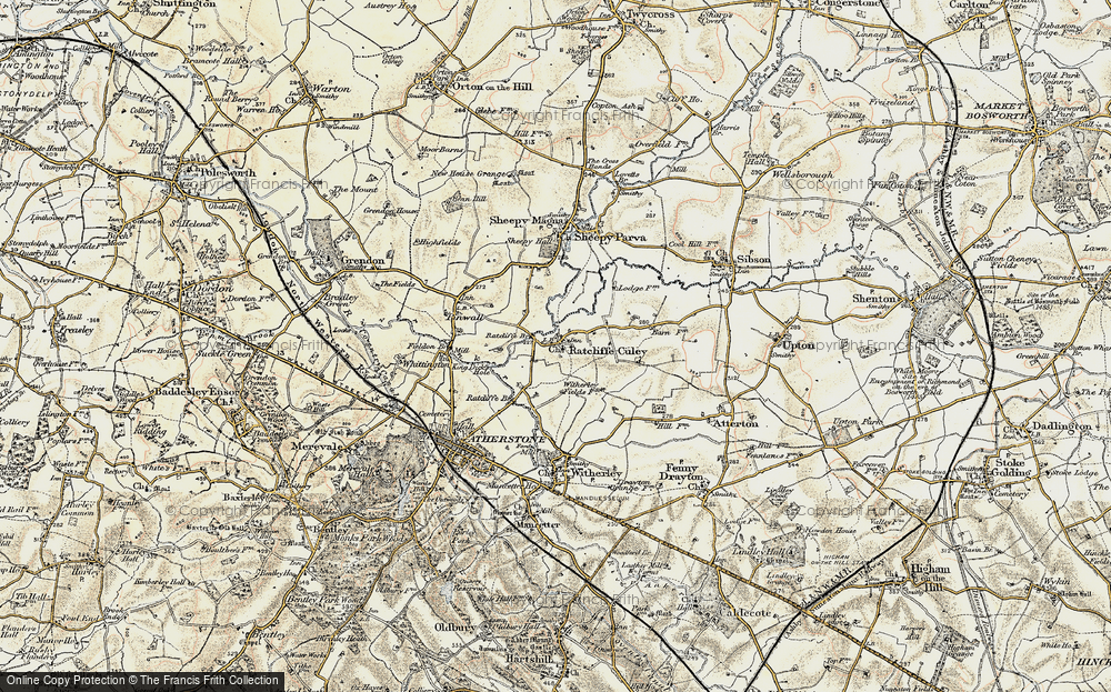 Old Map of Ratcliffe Culey, 1901-1903 in 1901-1903