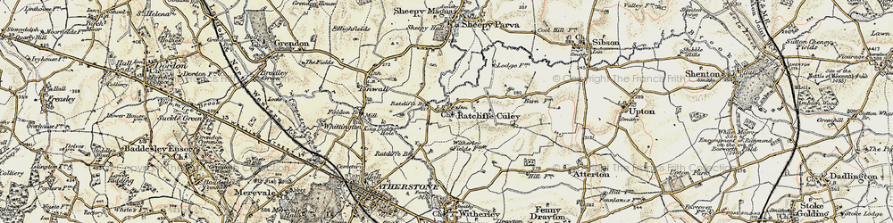 Old map of Ratcliffe Culey in 1901-1903