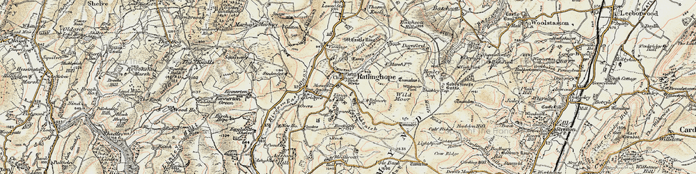 Old map of Ratlinghope in 1902-1903