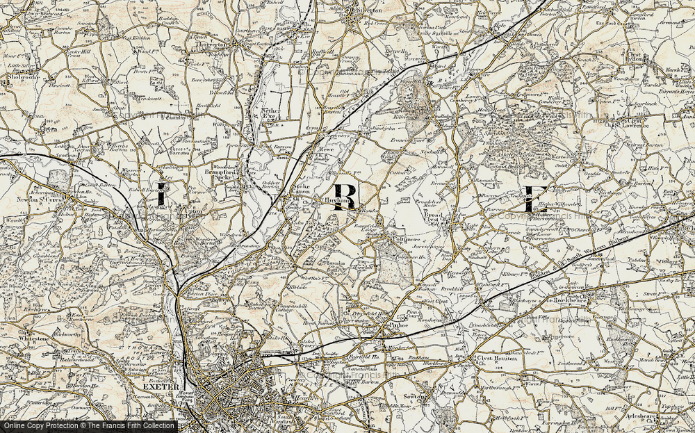 Old Map of Historic Map covering Huxham in 1898-1900