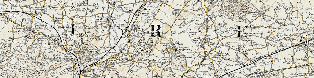 Old map of Huxham in 1898-1900