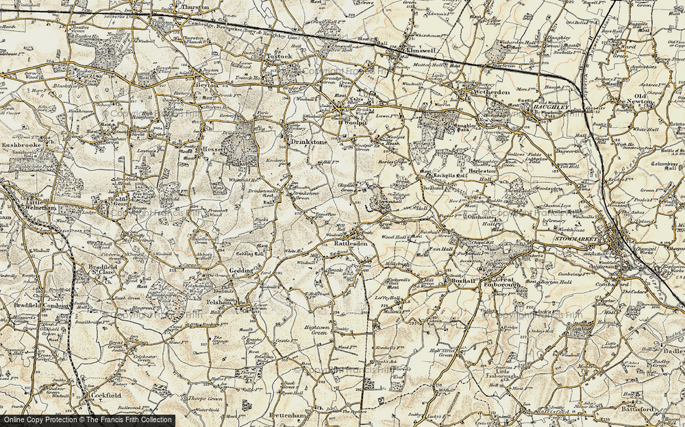 Old Map of Rattlesden, 1899-1901 in 1899-1901