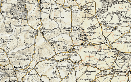 Old map of Rattlesden in 1899-1901
