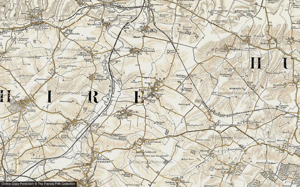 Old Map of Raunds, 1901 in 1901