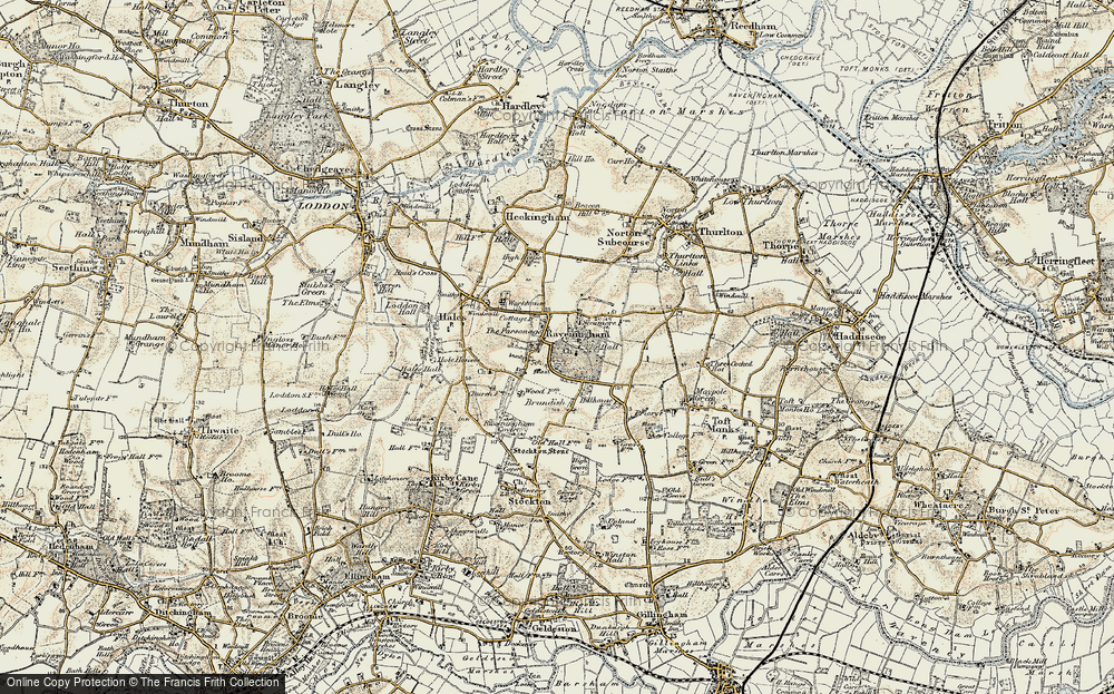Old Map of Raveningham, 1901-1902 in 1901-1902
