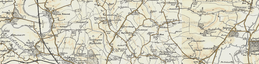Old map of Ravensden in 1898-1901
