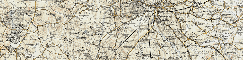 Old map of Baddiley Corner in 1902