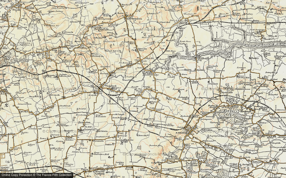 Old Map of Rawreth Shot, 1898 in 1898