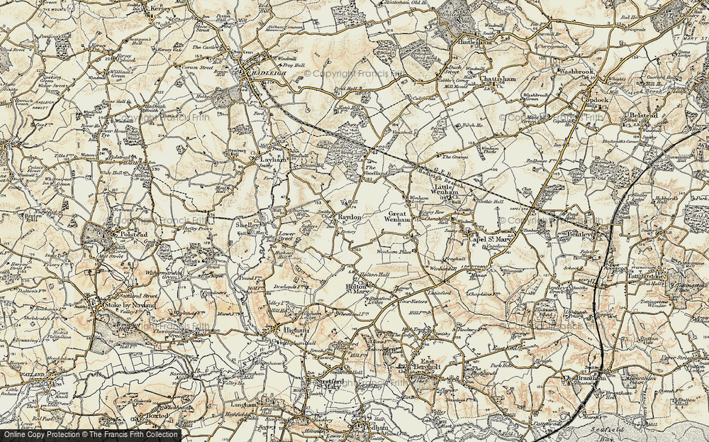Old Map of Raydon, 1898-1901 in 1898-1901