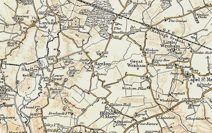Old map of Raydon in 1898-1901