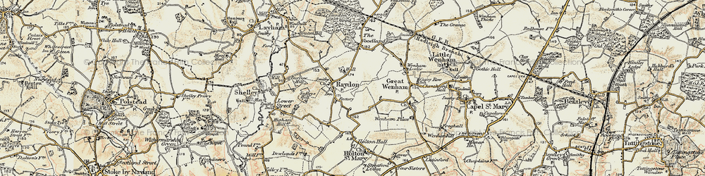 Old map of Raydon in 1898-1901