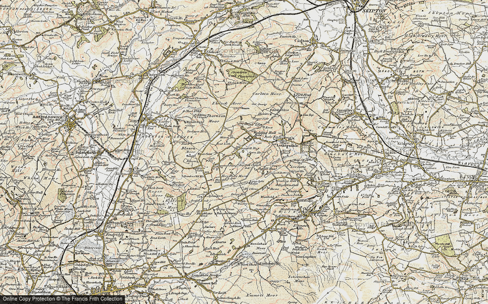 Old Map of Historic Map covering Bleara Moor in 1903-1904
