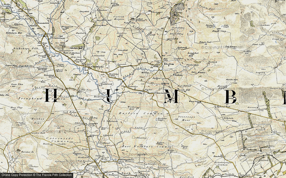 Old Map of Historic Map covering Blaxter Lough in 1901-1903