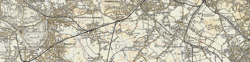 Old map of Raynes Park in 1897-1909