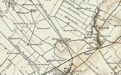 Old map of Burwell Fen in 1901